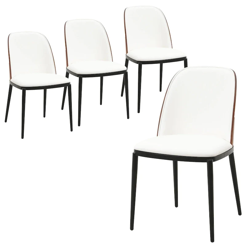 Dining Chair with Upholstered Seat Side Chair with MDF Wood Frame in Steel Set of 4