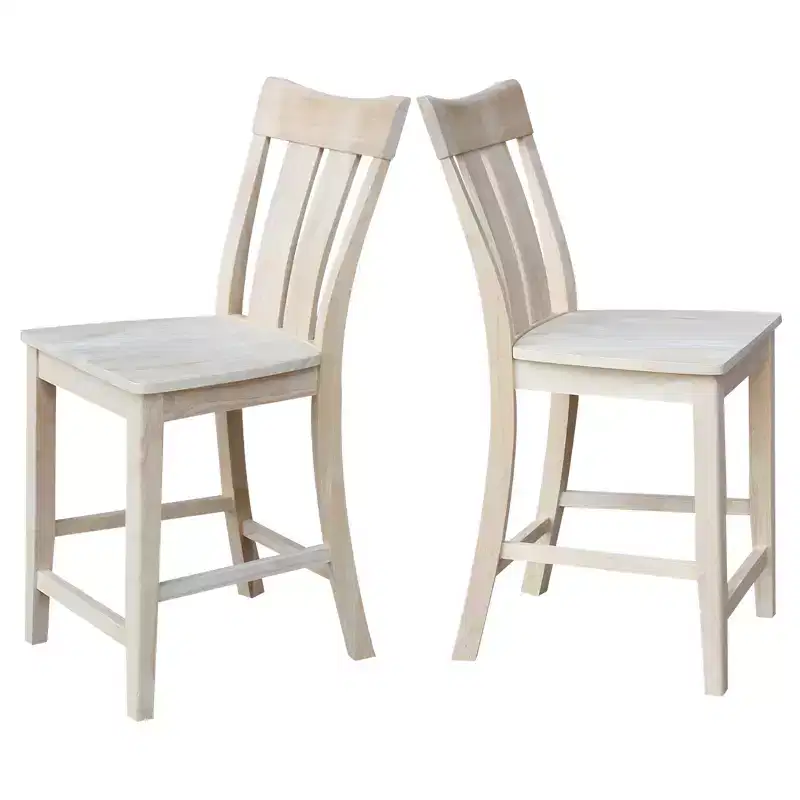 24" Ava Counter Height Barstool Unfinished - International Concepts: Solid Wood, Square Seat