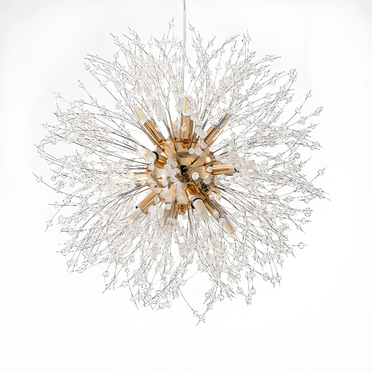 Modern Crystal Globe Chandelier with Starburst Design