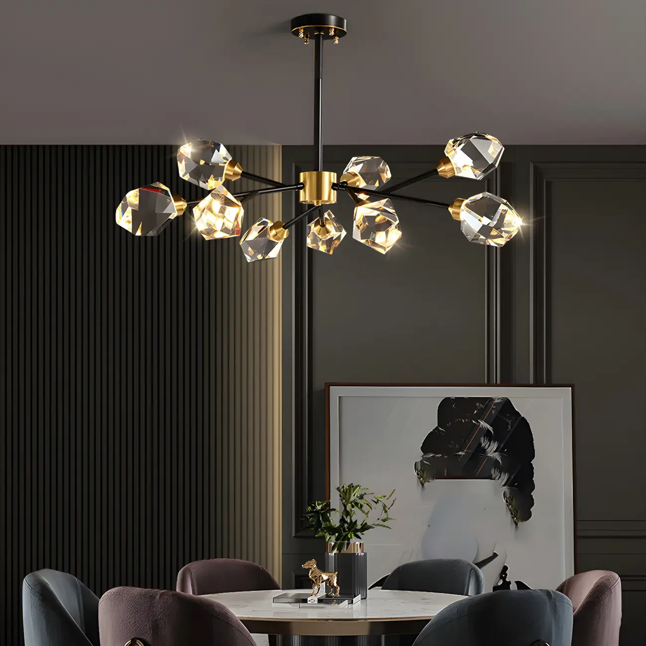 Modern Gold Sputnik Chandelier Crystal Shade