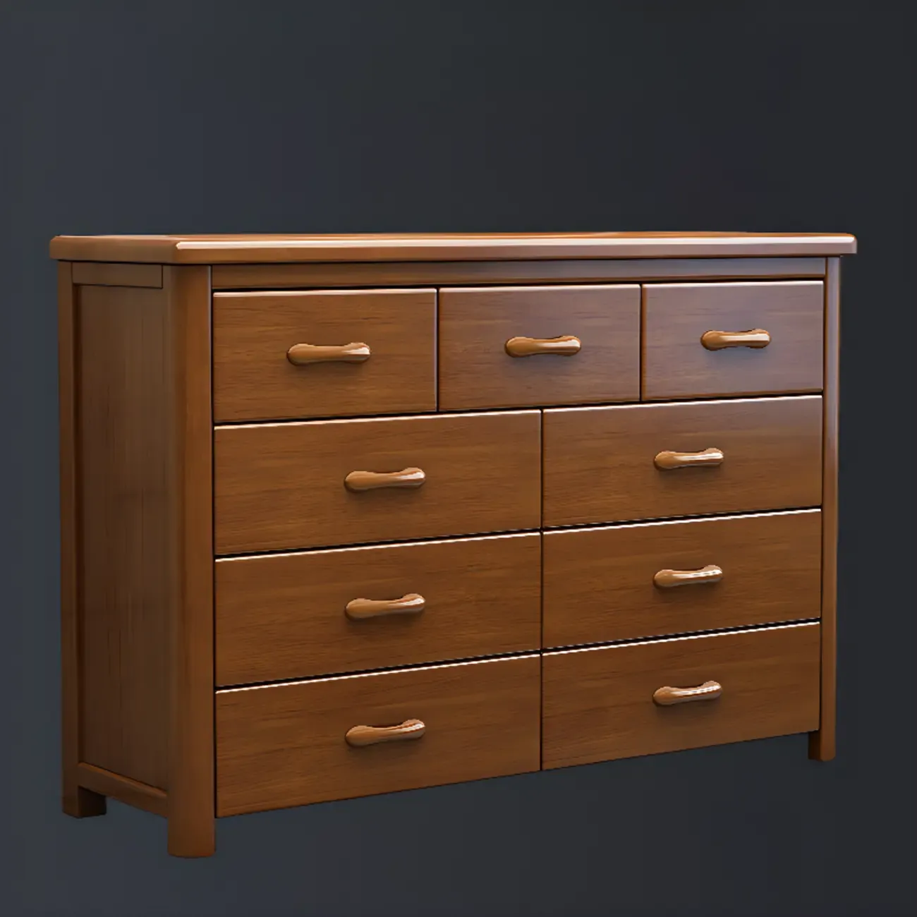 Classic Rubberwood Double Dresser with 9-Drawers