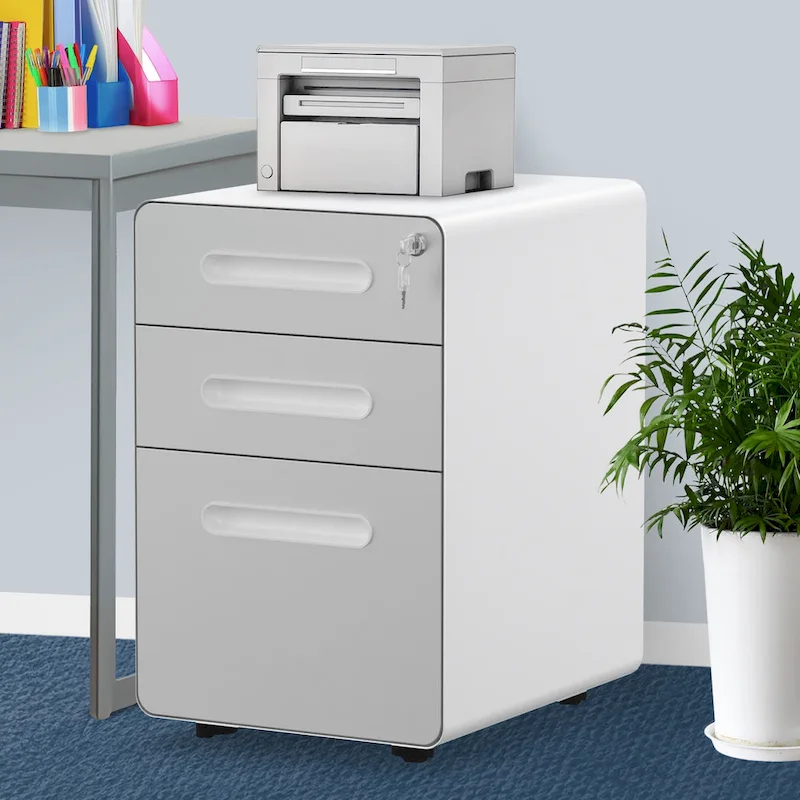 Modern 3-Drawer Mobile Vertical Steel File Cabinet