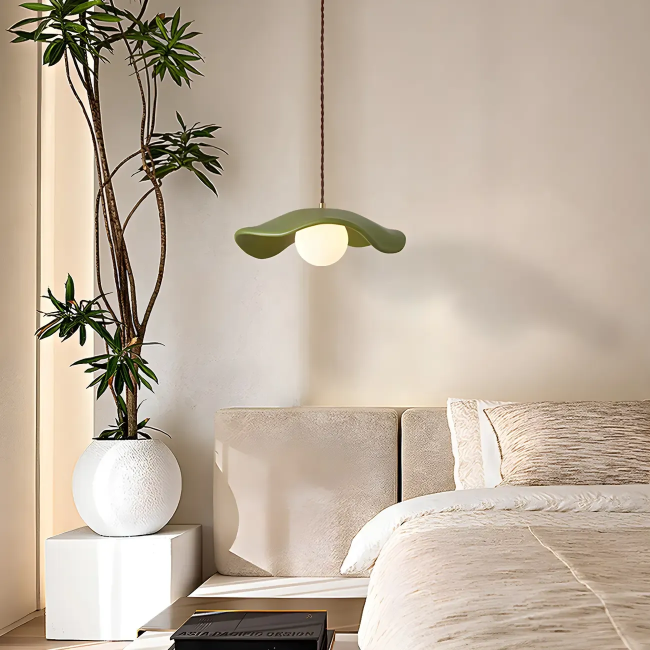 Modern Resin Green Saucer Pendant Light Kitchen