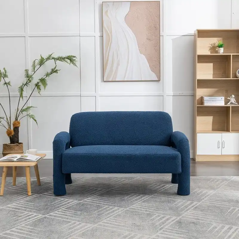 SEYNAR Mid-Century Modern Boucle 51  Solid Wood Curved Sofa