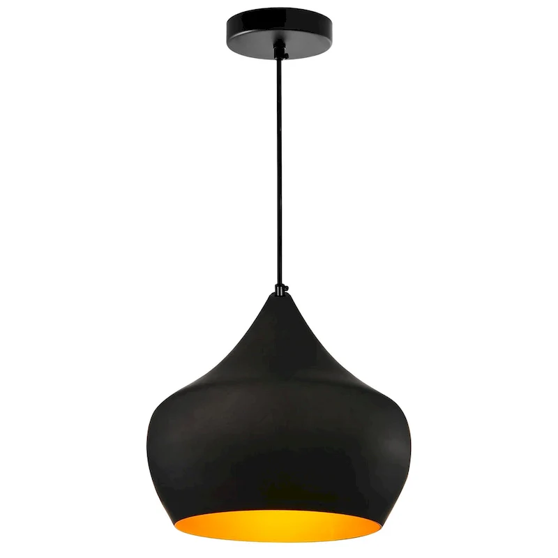 Dynamic 15 Inch 1 Light Down Pendant With Black Finish