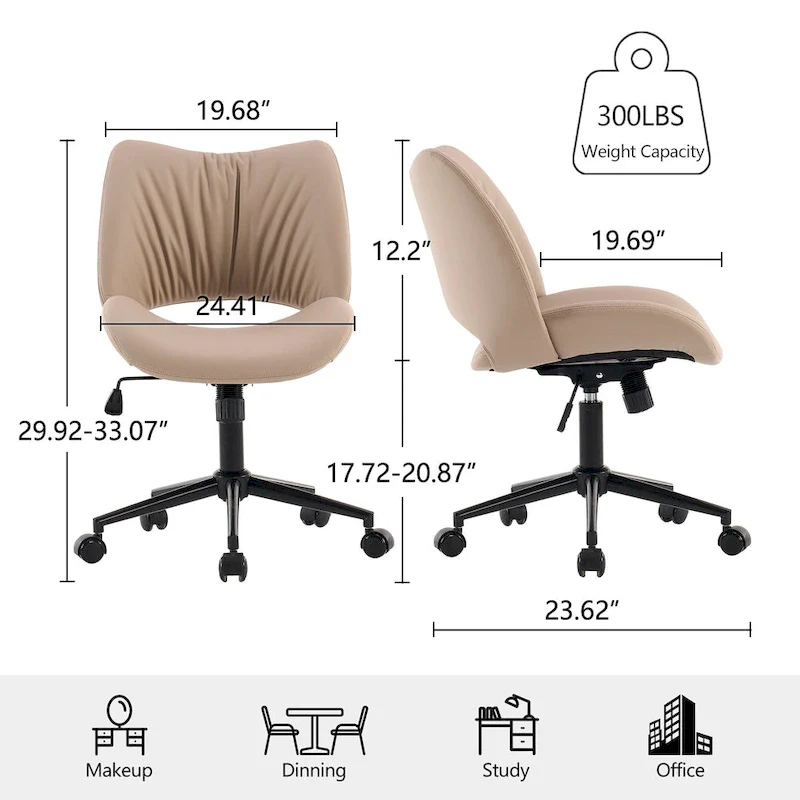 Swivel Armless Ergonomic Office Chair with Wheels