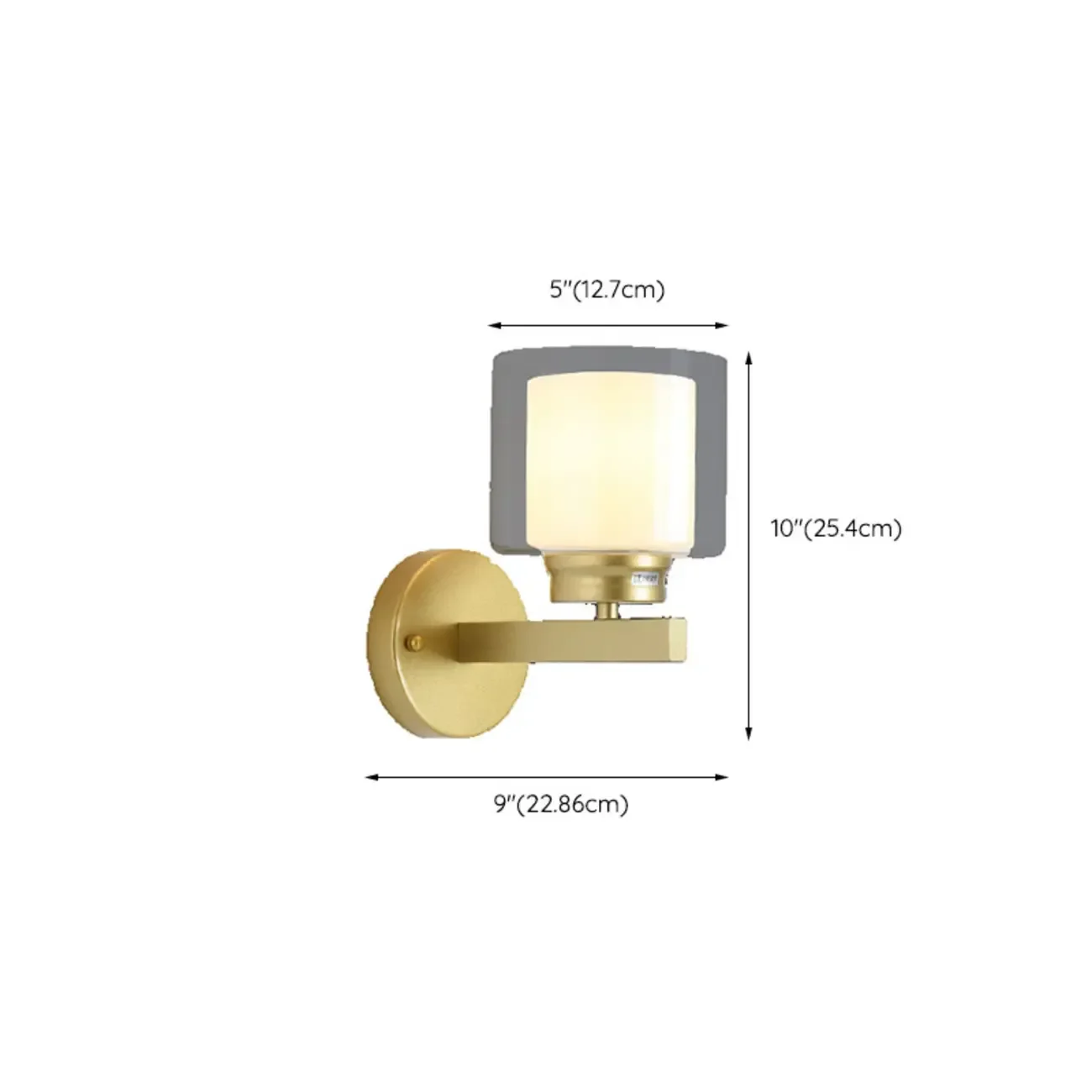 Modern Cylinder Brass Glass Shade Wall Sconce Light Fixture