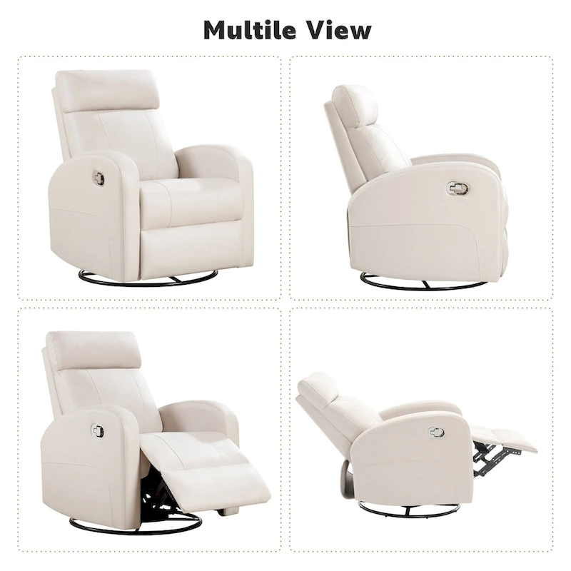 HOMYKA Modern Faux Leather Rocking Recliner with Swivel Set 2