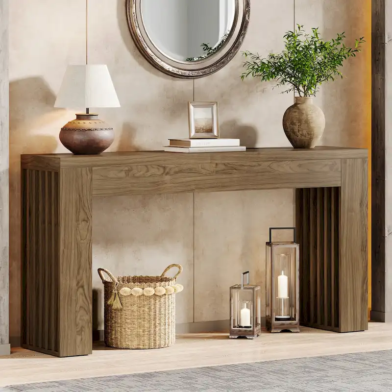 59-Inch Console Table for Living Room, Farmhouse Entryway Table