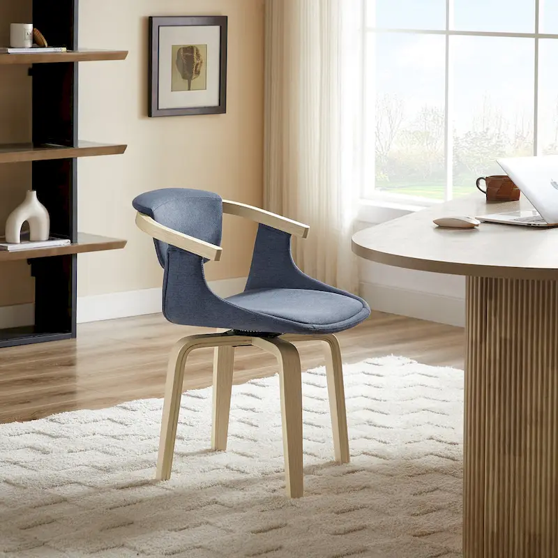 Art Leon Swivel Upholstered and Wood Accent Chair