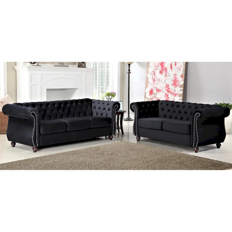 Kemos Velvet Chesterfield 2-piece Living Room Set