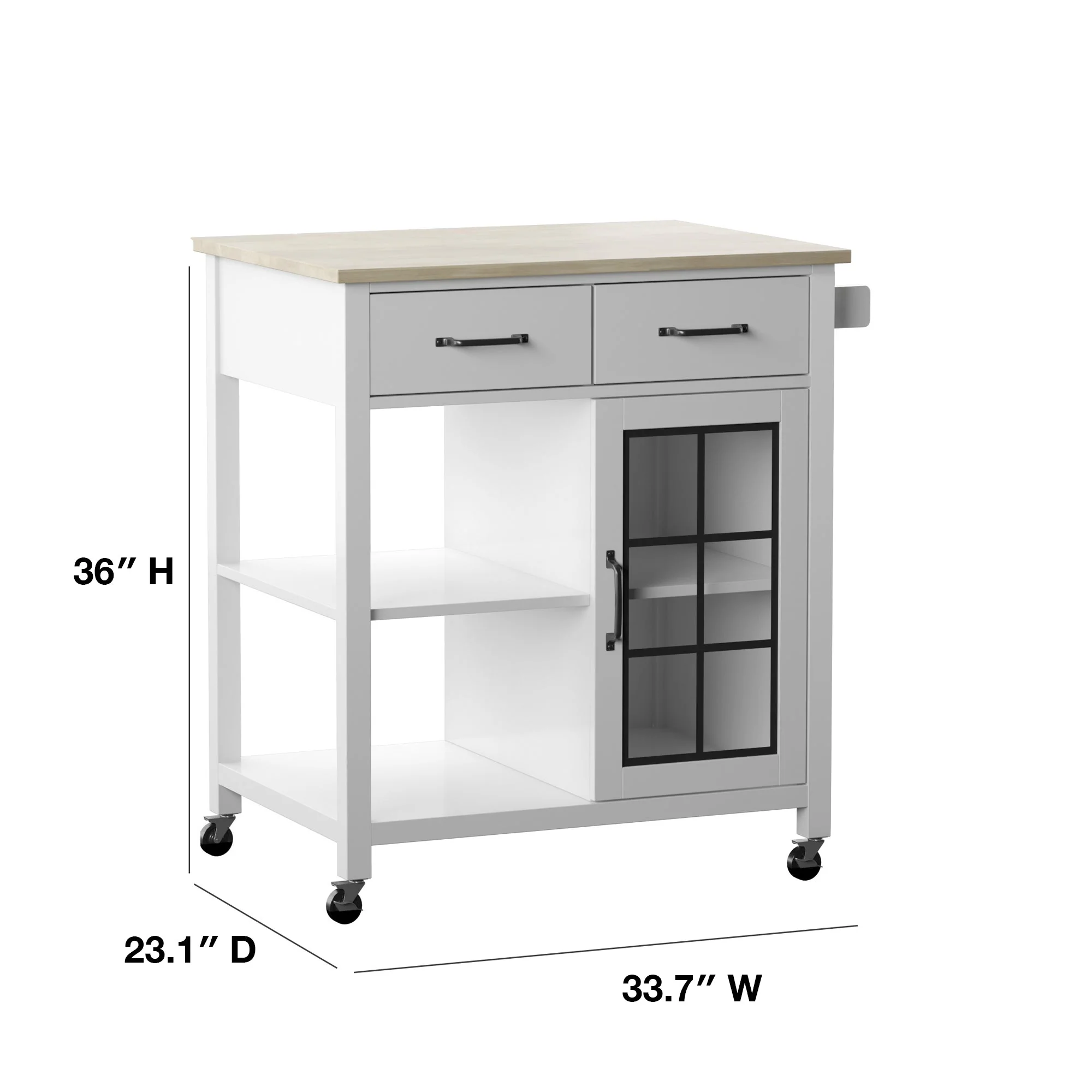 Compact Rolling Kitchen Island Cart with Storage