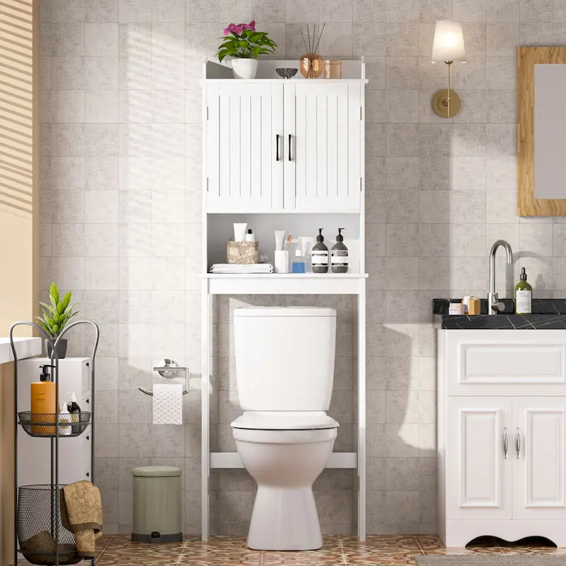 VEIKOUS Bathroom Over The Toilet Storage Cabinet Organizer With Doors and Shelves
