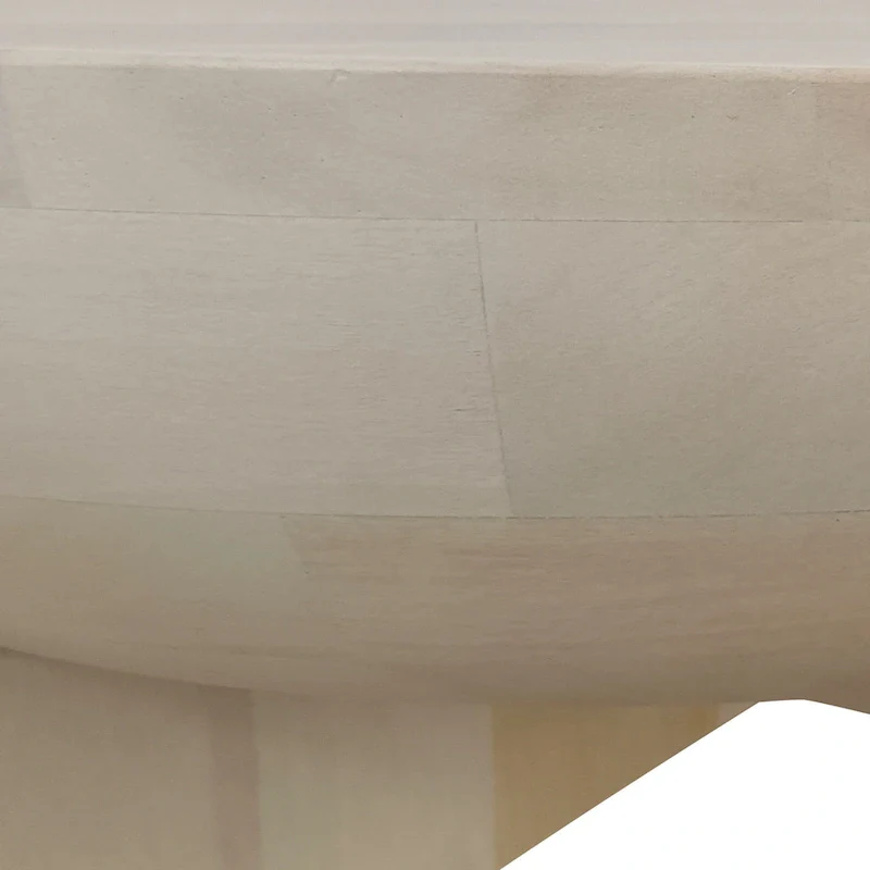 Tomas 32 Inch Coffee Table, Mango Wood Drum Top, Classic Washed White