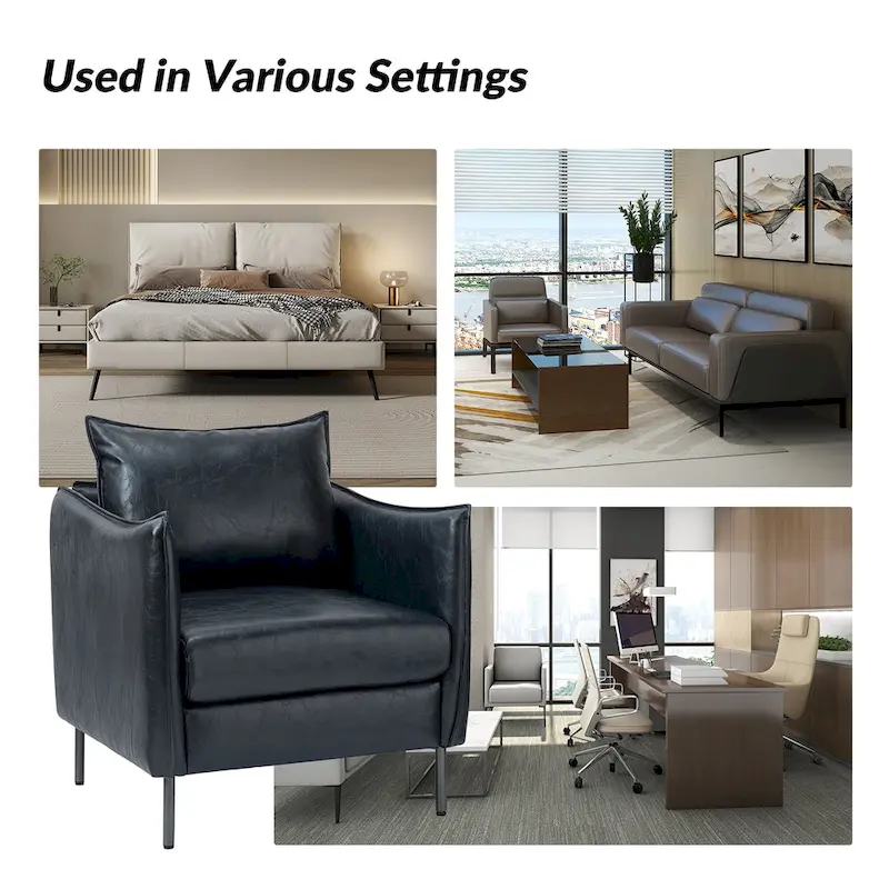 Jaime Modern Vegan Leather Accent chair with Metal Legs Set of 2 by HULALA HOME