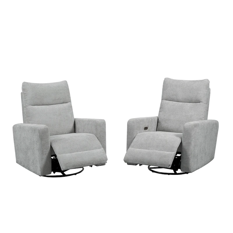 Olmas 33.5W Power Swivel Glider Recliner with USB Charger Set Of 2