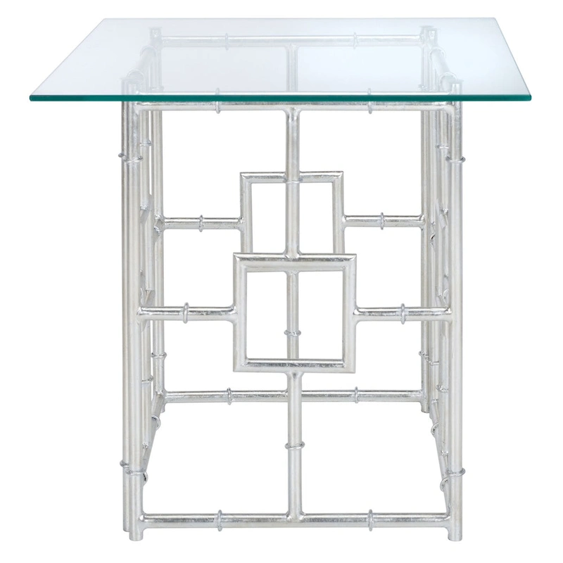 SAFAVIEH Treasures Dragojla Silver/ Glass Top Accent Table - 21.7 x 21.7 x 21.4 - 22Wx22Dx21H