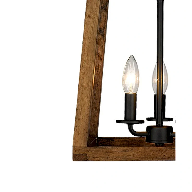 Rustic Farmhouse Geometric Wooden and Black Lantern