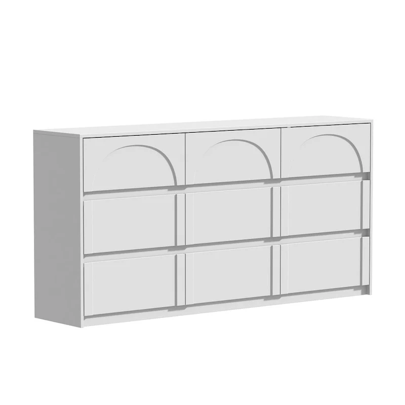 6-Drawer Dresser Cabinet, White, Arch Front, Seats N/A