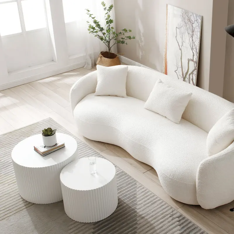 Modern Farmhouse Round Accent Nesting Side Coffee Table Set (Set of 2)