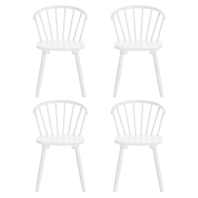 Modern Kitchen Wooden Spindle Back Armless Set of 4 Dining Chairs