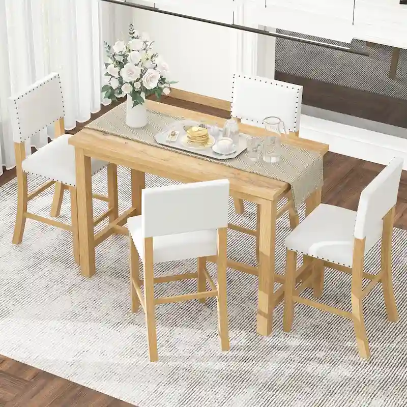5-Piece Counter Height Dining Table with 4 Chairs