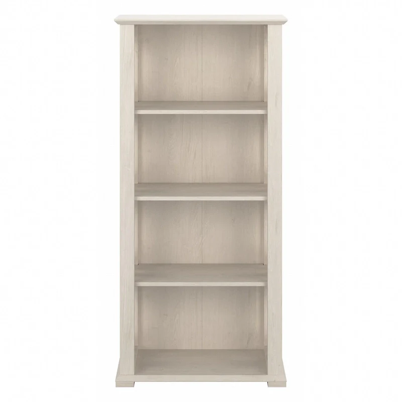 4-Shelf Bookcase in Linen White Oak / Driftwood Gray – 2 Adjustable Shelves