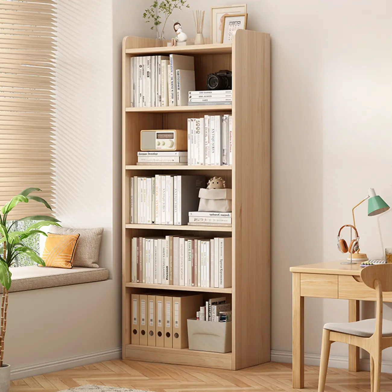Natural Pine Vertical 6-Tier Barrister Closed Back Bookcase