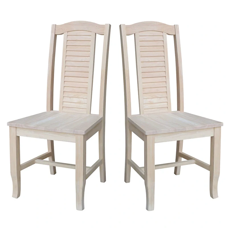 Solid Wood Seaside Dining Chairs - Set of Two
