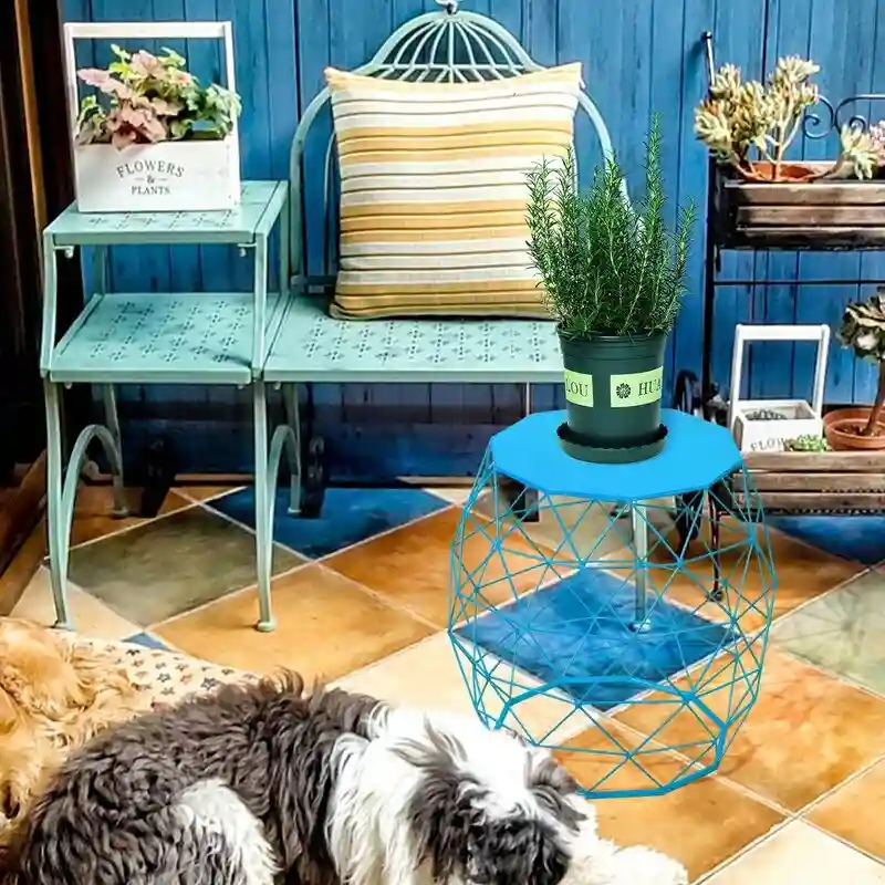 Adeco Accents Geometric Iron Side Table