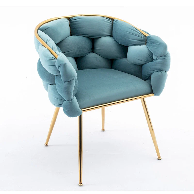 Blue Modern 28.7 Velvet Upholstered Accent Chair with Gold - Plated Metal Legs