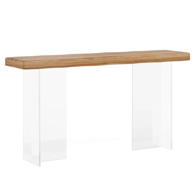Console Sofa Table, Wave Texture, Acrylic Legs, 47.24