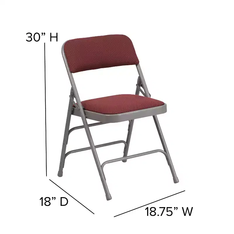 Emma and Oliver 4 Pack Curved Triple Braced & Double Hinged Fabric Upholstered Metal Folding Chair