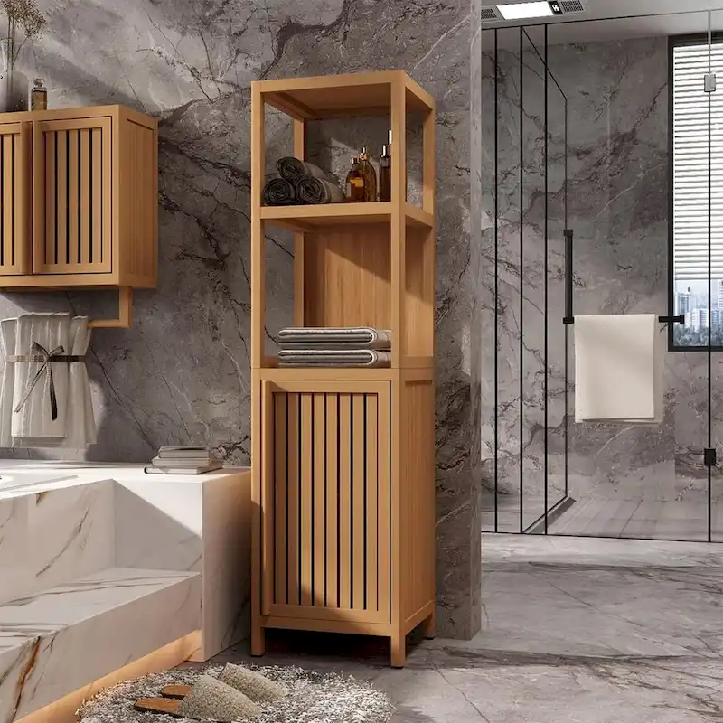 Freestanding Floor Bamboo Storage Cabinet Multifunctional Bathroom Cabinet