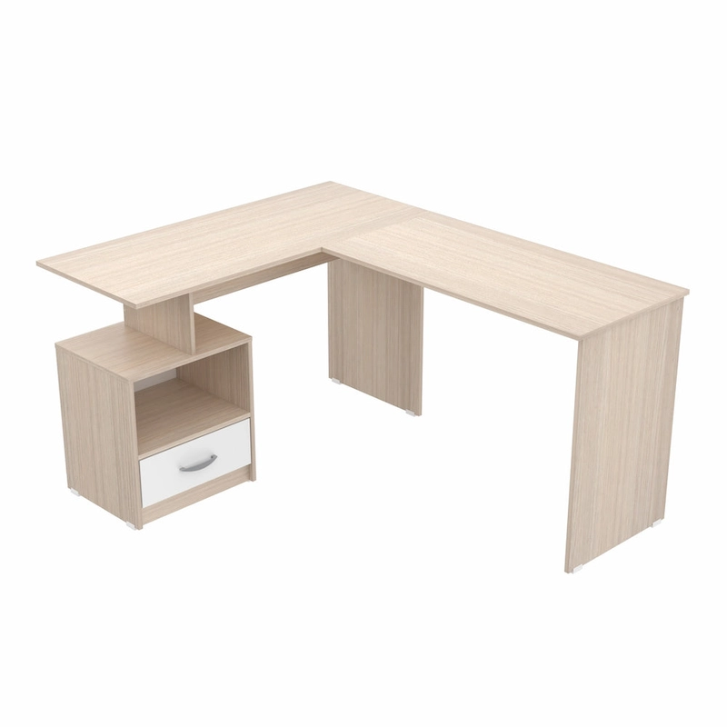 Inval Merlin L-Shape Computer Desk with Cubby