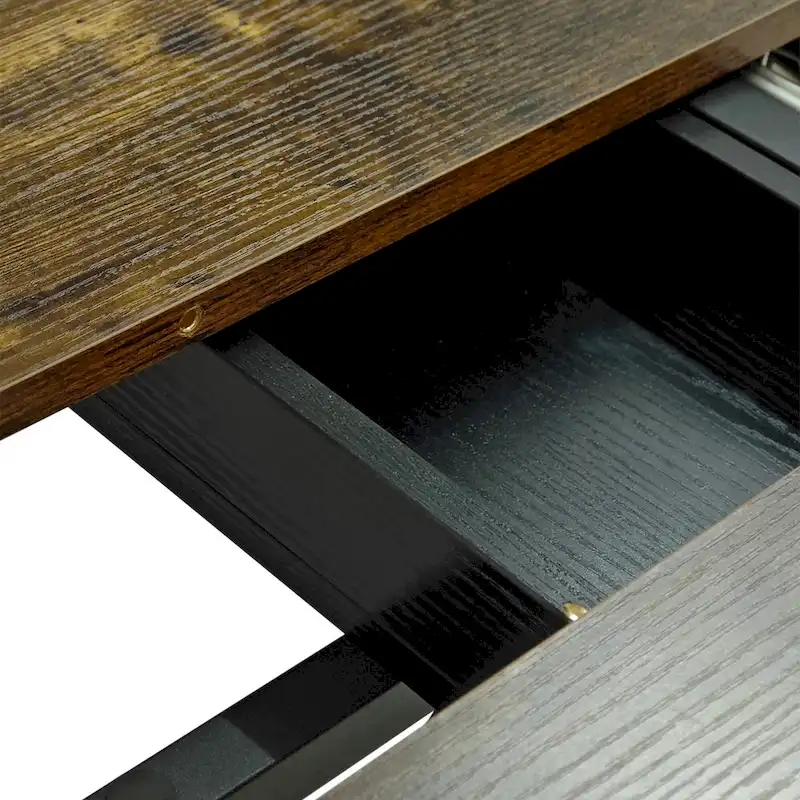 Retro Rectangular Stretch Dining Table with Cross Iron Base