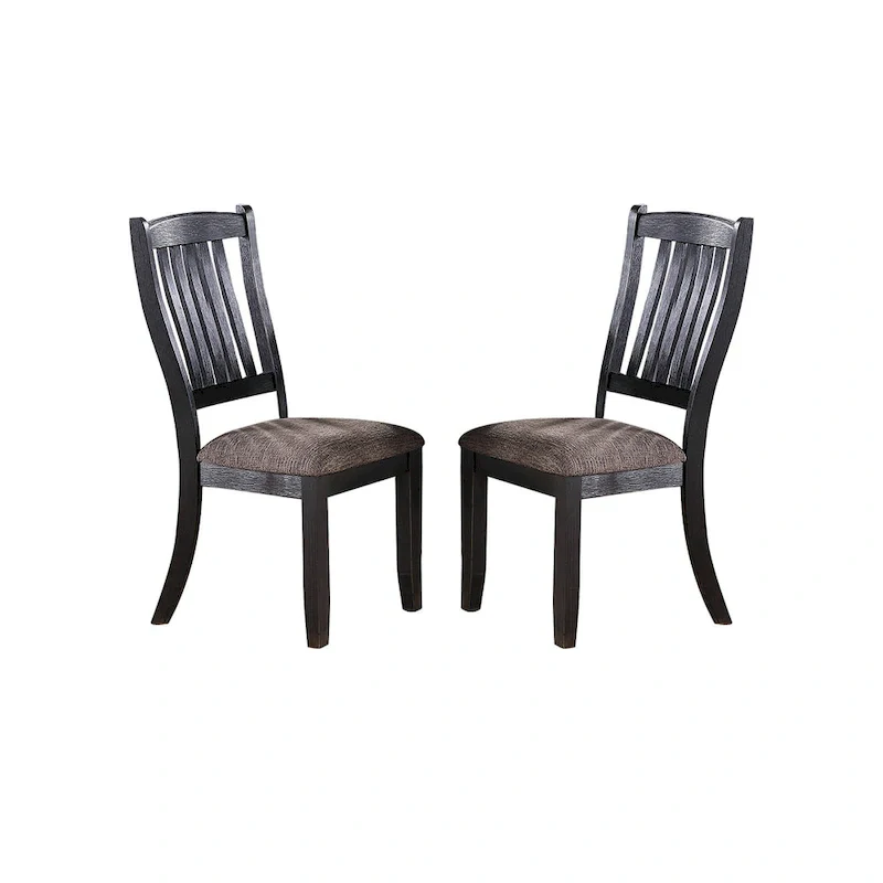 Dark Coffee Fabric Upholstered Side Chairs, Black(Set of 2)
