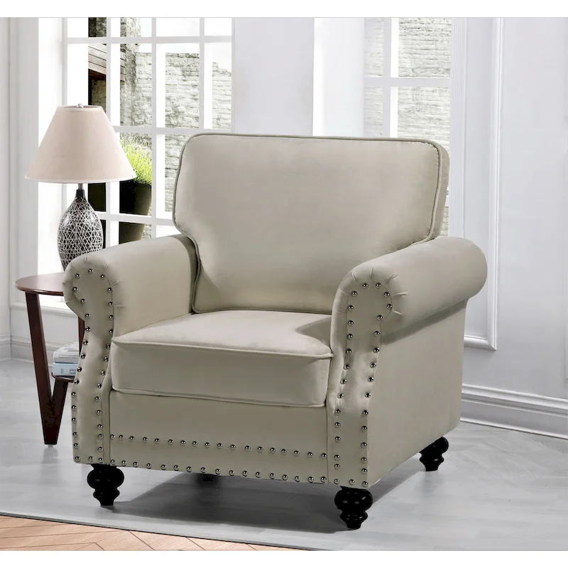 Suffield Velvet Nailhead Armchair