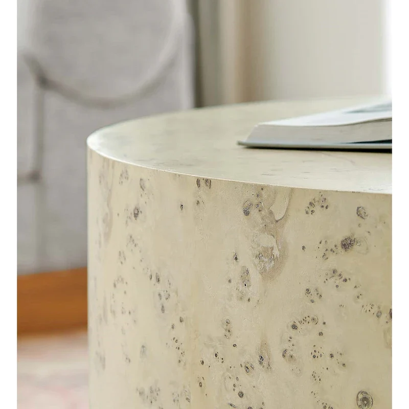 Penrod Mid-Century Burl Wood Round Coffee Table