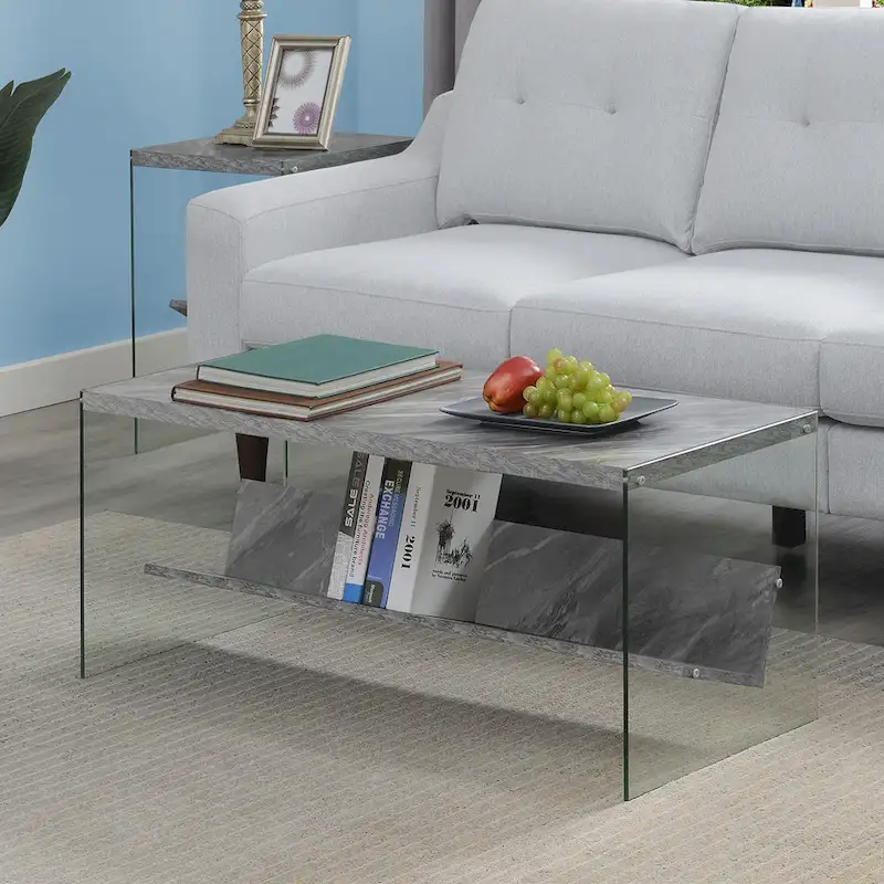 Convenience Concepts SoHo Glass Coffee Table with Shelf