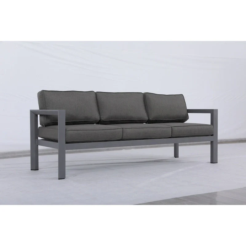 Cabo Aluminum Sofa with Gray Frame with Cushion.