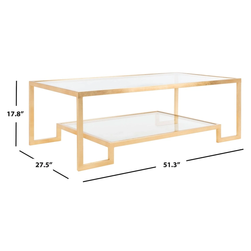 SAFAVIEH Couture Delila Rectangle Gold Leaf Coffee Table - 51.3 W x 27.5 L x 17.8 H - 51Wx28Dx18H