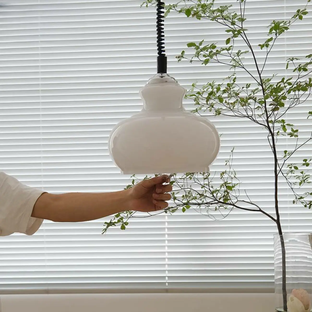 Modern Green Dome Glass Adjustable Pendant Light