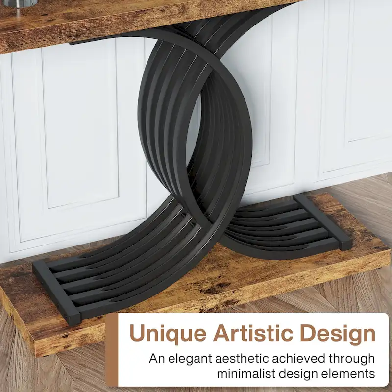 Black/ Gold Modern Sofa Table with Faux Marble Tabletop, 39 Inches Wood Foyer Table with Geometric Metal Legs for Entryway