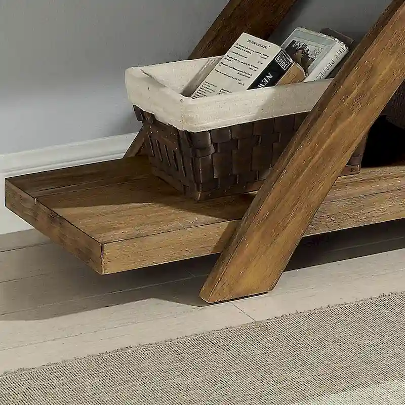 Vown Rustic Oak 48-inch Solid Wood 1-Shelf Sofa Table by Furniture of America