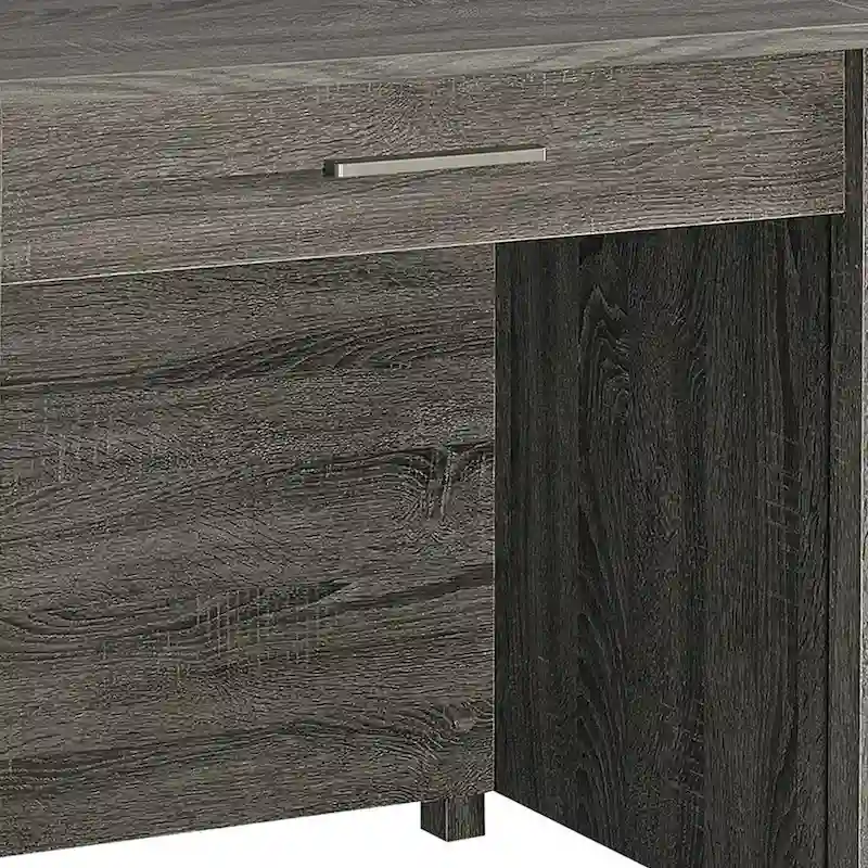 Wim 60 Inch 4 Drawer Lift Top Office Desk, 2 Pull Out Trays, Weathered Gray