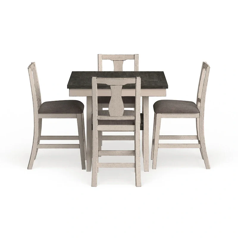 Merichleri Rustic Antique White Wood 5-Piece Counter Height Dining Set by Copper Grove