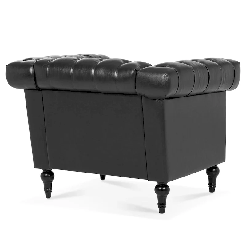 Black Modern 39 Tufted Accent Chair with Nailheads