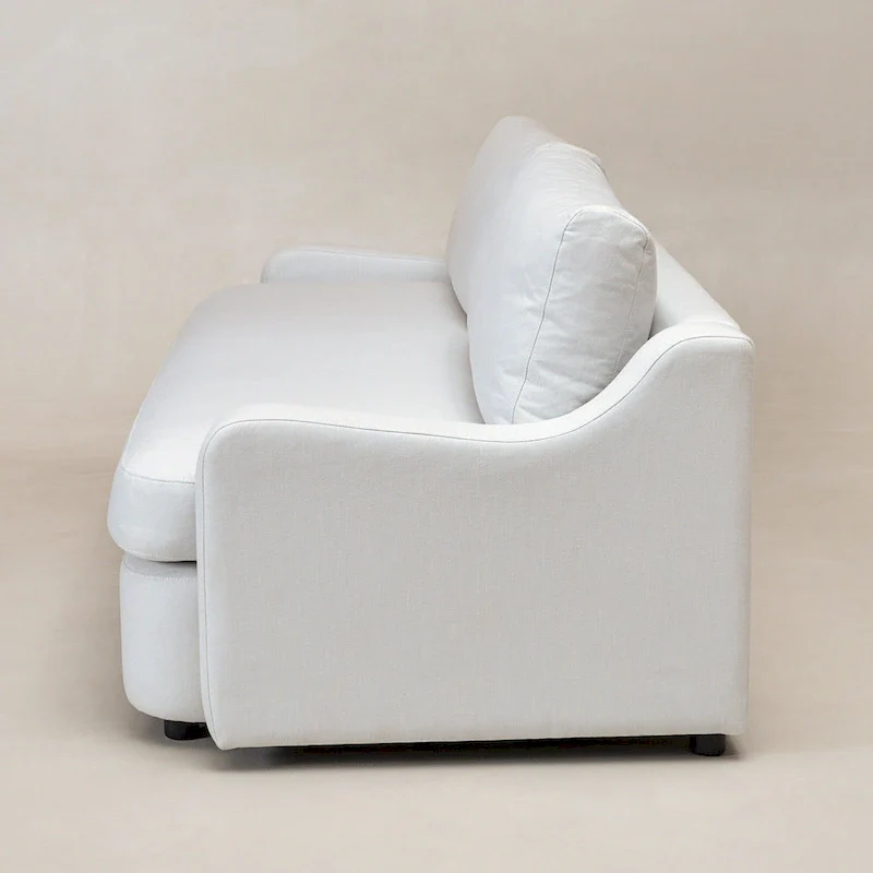 KINWELL 3-Seater Linen Upholstered Deep Seat Sofa with Flippable Cushions, 90 W