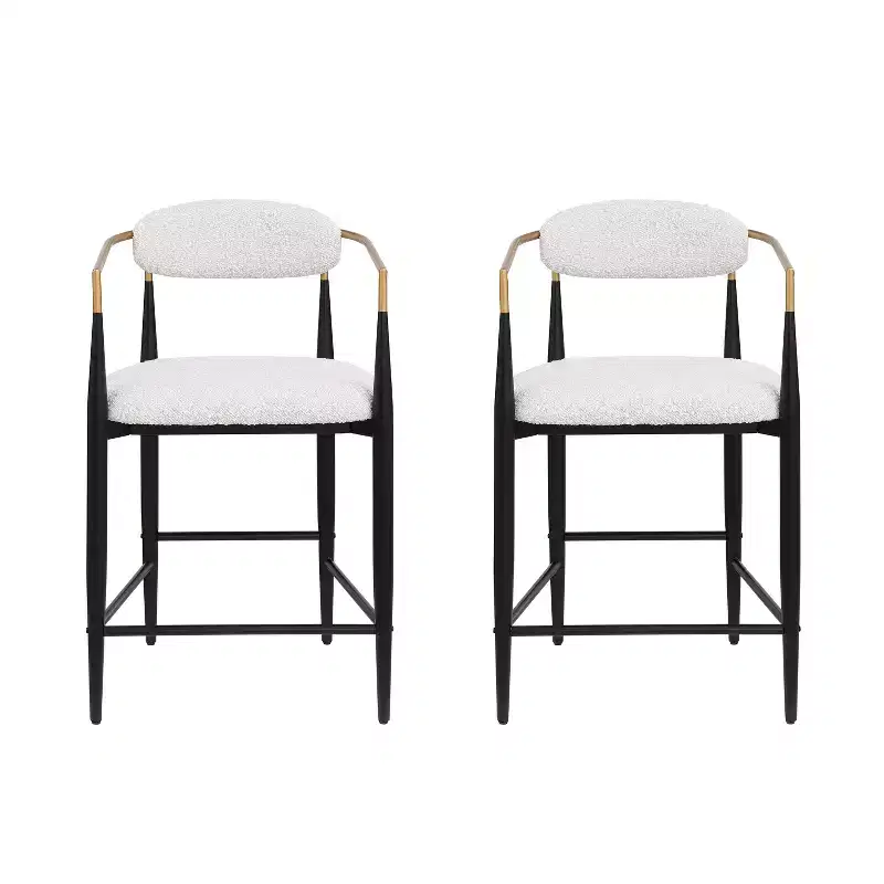 Christopher Knight Home Alger Modern Fabric Upholstered Iron 25 Inch Counter Stools (Set of 2)